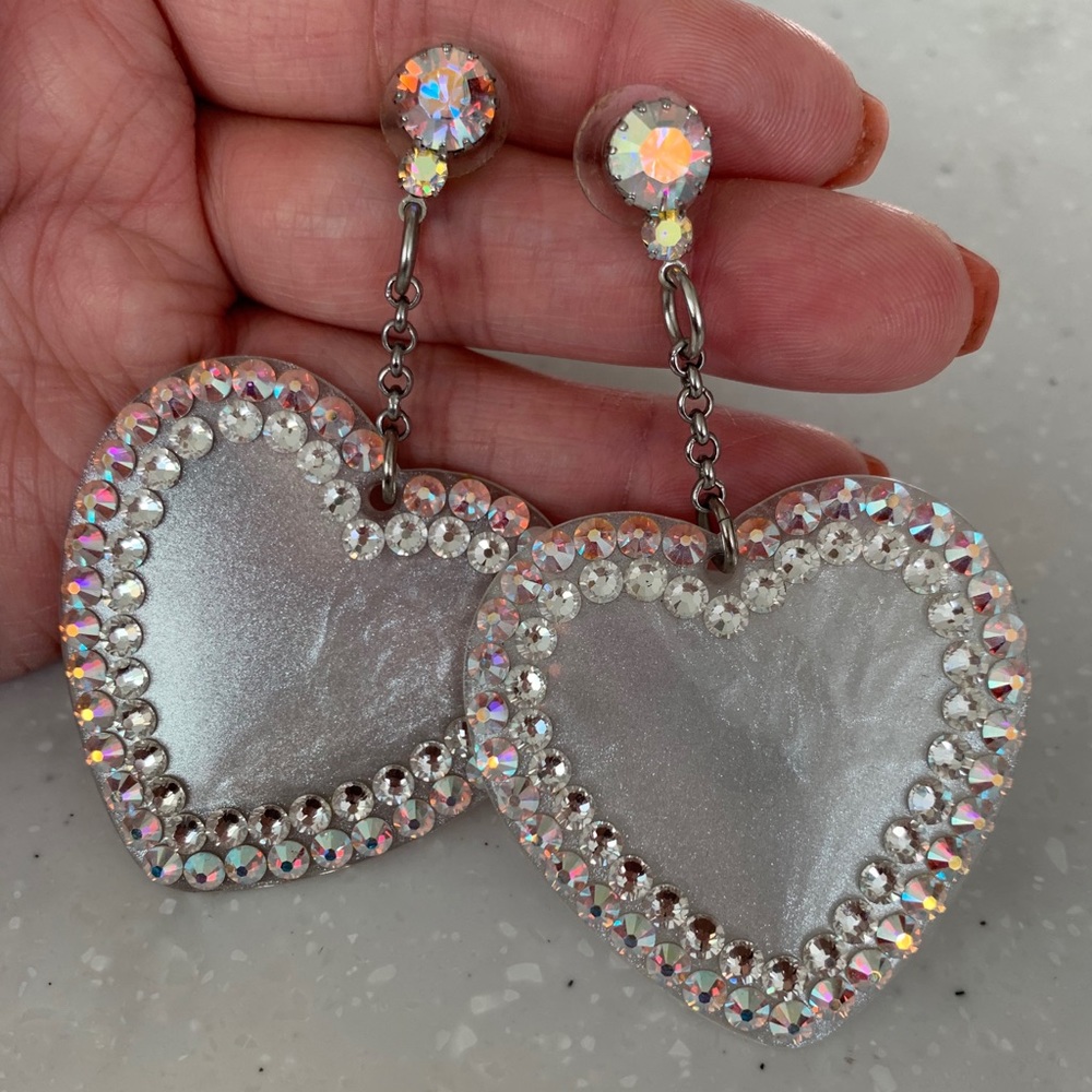Tarina Tarantino Large Pave Heart Earrings